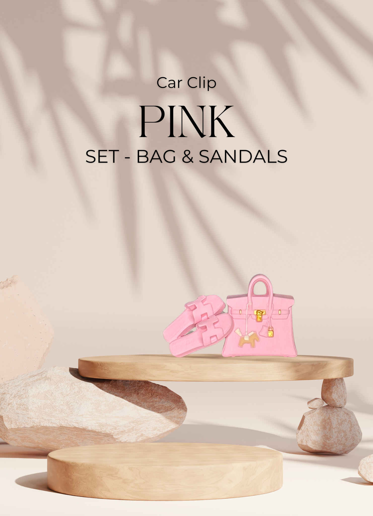 PINK SET - Luxus Car Clip in Taschen und Sandalenform