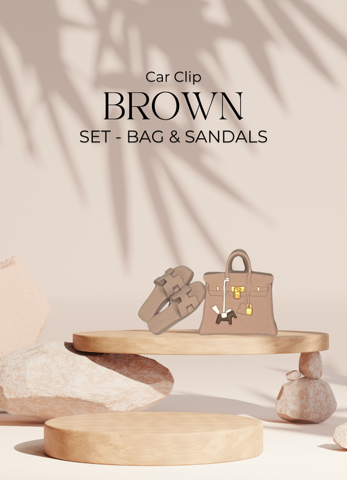 BROWN SET - Luxus Car Clip in Taschen und Sandalenform